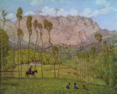 カラーラの風景。 1910年頃 作： Hans Thoma