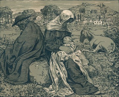 エジプトへの飛行中に休憩、c1897 作： Hans Thoma