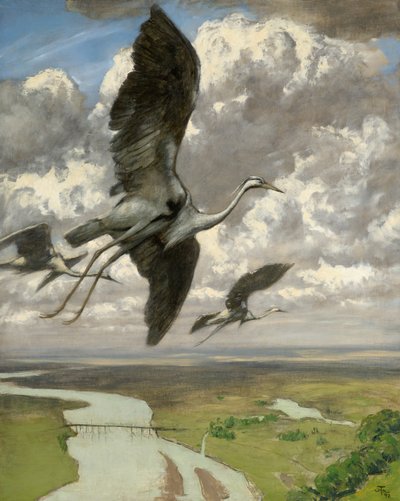 不思議な鳥、1892年（段ボールに油彩） 作： Hans Thoma