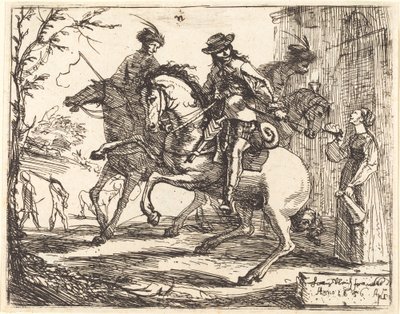 旅館の前の三人のライダー 作： Hans Ulrich Franck