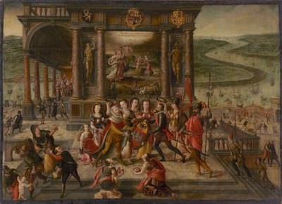 1585 年 8 月 17 日のアントワープ陥落の寓意、1585 年から 1586 年。 作： Hans Vredeman de Vries