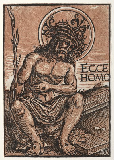 十字架に座る悲しみの男c。 1522。 作： Hans Weiditz