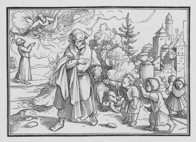 ベアーズはエリシャをからかった子供たちを破壊します。2キングスII、23 作： Hans after Holbein the Younger