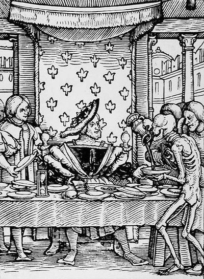 死のダンスからの死と王、ハンス・ルツェルバーガーの彫刻、1538年 作： Hans after Holbein the Younger