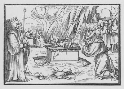 エリヤの祈りは、天国からの火によって答えられます、1キングスXVIII、38 作： Hans after Holbein the Younger