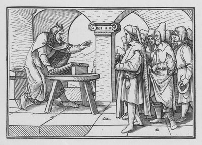 モーセは神々の過去の取引からの従順への勧め、申命記IV、1 作： Hans after Holbein the Younger