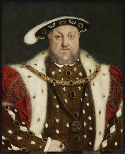 ヘンリー8世の肖像、16世紀後半（オーク材のパネルに油彩） 作： Hans circle of Holbein the Younger
