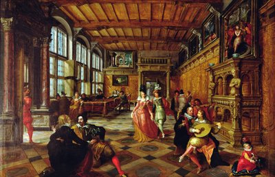 フランドル地方のインテリアでのボールのシーン 作： Hans or Jan Vredeman de Vries