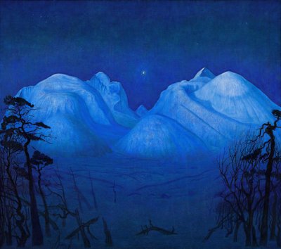 山の冬の夜 作： Harald Oscar Sohlberg