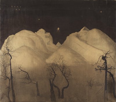 山の冬の夜。研究、1902-2 作： Harald Oscar Sohlberg