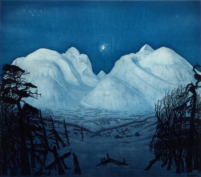 ロンダーヌの冬の夜 作： Harald Oscar Sohlberg