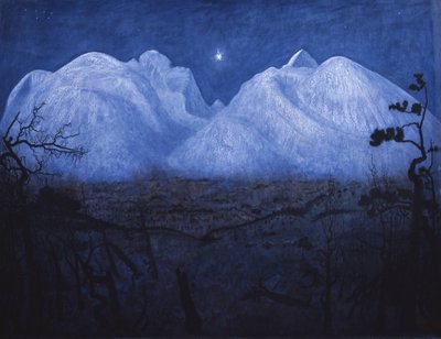 山の冬の夜 作： Harald Oscar Sohlberg