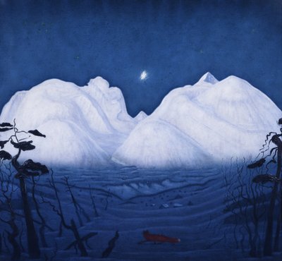 山の冬の夜 作： Harald Oscar Sohlberg