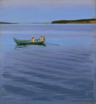 のどかな湖でのボートパーティー 作： Harald Slott Moller