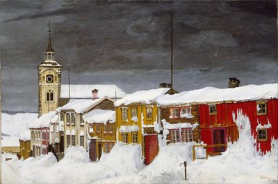 冬のロロスの街 作： Harald Sohlberg