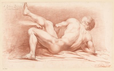 後ろから見た裸の男性の着席 (3等賞 1789年) 作： Harmanus Jansz. Vinkeles