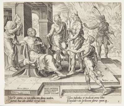 心の貧しい人は幸いです。 不幸の知らせを受けたヨブ 作： Harmen Jansz. Muller