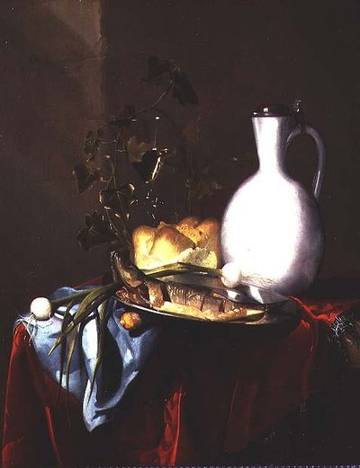 白い水差しのある静物 作： Harmen Loeding