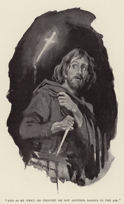 彼が行くと、彼は空中に別の短剣を見たと思った 作： Harold Copping