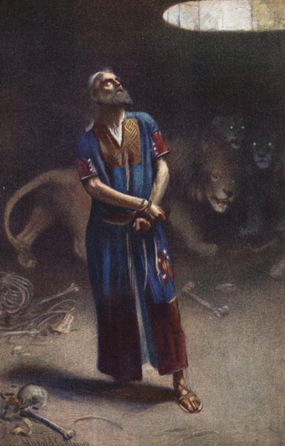 獅子座のダニエル（カラーリトグラフ） 作： Harold Copping