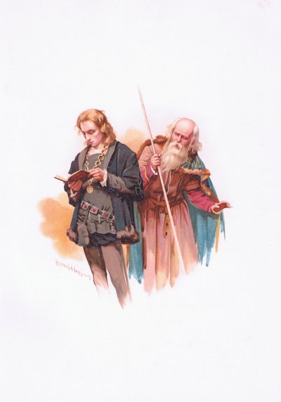 ハムレットとポロニウス、ハムレットのイラスト 作： Harold Copping
