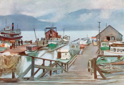 魚市場、バンクーバー、蚊の艦隊 作： Harold Copping