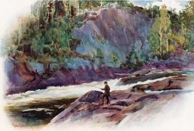 ムスコカ湖水地方バラ近くのムーンシュート 作： Harold Copping