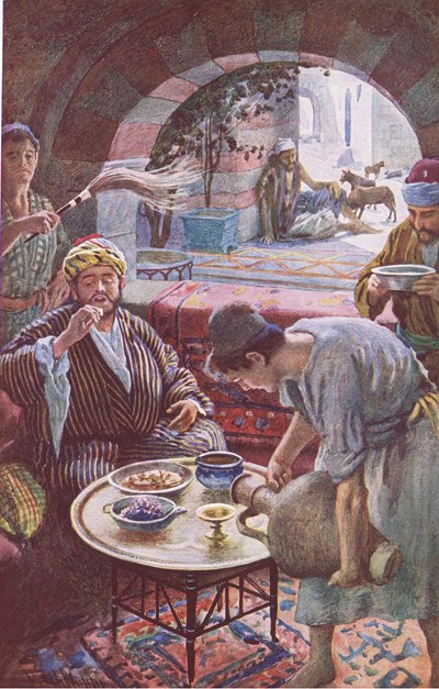 金持ちとラザロ、ハロルド・コッピングのイラストからのイラスト：1920年代のクラウンシリーズ 作： Harold Copping