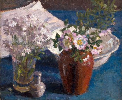 静物：テーブルの上の花 1909年頃 油彩・カンヴァス 作： ハロルド・ギルマン