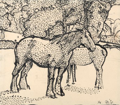 二頭の馬 作： Harold Gilman