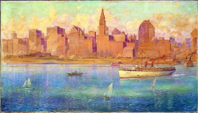 シカゴ、レイク・フロント（キャンバスに油彩） 作： Harold Harrington Betts