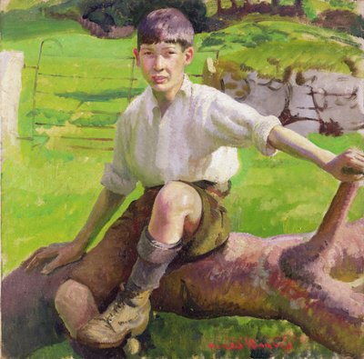 コーンウォールの少年（キャンバスに油彩） 作： Harold Harvey