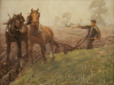 畑を耕す男 作： Harold Harvey