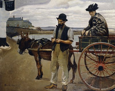 カートに乗った女性と男性 作： Harold Harvey