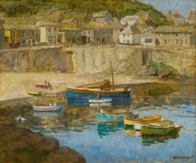 マウスホール港、1920年頃（キャンバスに油彩） 作： Harold Harvey