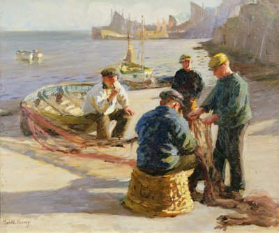 ニューリン・ハーバー: 網の修理 作： Harold Harvey
