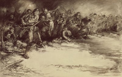 カウンターアタック、1918年頃（紙に鉛筆） 作： Harold James Mowat