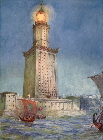 地中海の古代ビーコン：アレクサンドリアのファロス 作： Harold Oakley