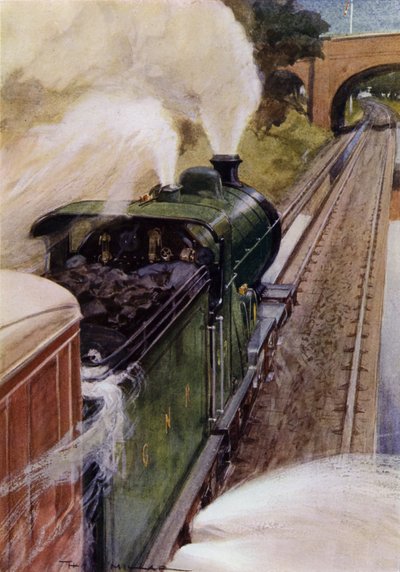 水を汲み上げるグレート・ノーザン鉄道の蒸気機関車 (色リソ) 作： Harold Robert Millar
