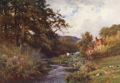 シャルフォード近郊の小川（カラーリトグラフ） 作： Harold Sutton Palmer
