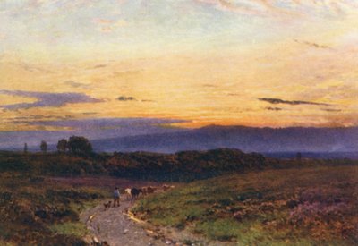 夏の夜、ミルフォード・コモン（カラーリトグラフ） 作： Harold Sutton Palmer