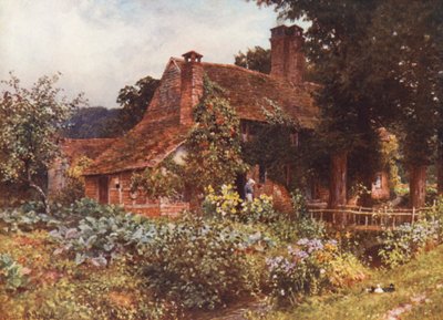 オールド・ミルコテージズ、アビンガー（カラーリトグラフ） 作： Harold Sutton Palmer