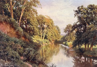 ドーキング近郊のモール川（カラーリトグラフ） 作： Harold Sutton Palmer