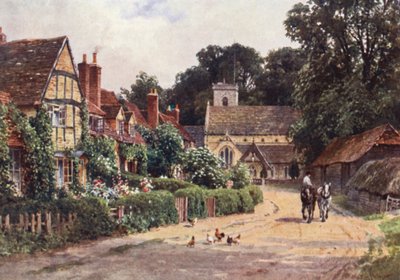ドーキング近郊のベッチワース村（カラーリトグラフ） 作： Harold Sutton Palmer