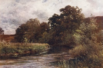 ティルフォード近郊、ハンクリー・コモンのウェイ川（カラーリトグラフ） 作： Harold Sutton Palmer