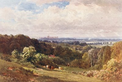 エガム近郊、クーパーズ・ヒルからのウィンザー城（カラーリトグラフ） 作： Harold Sutton Palmer