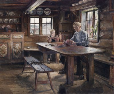インテリア、宿題 作： Harriet Backer