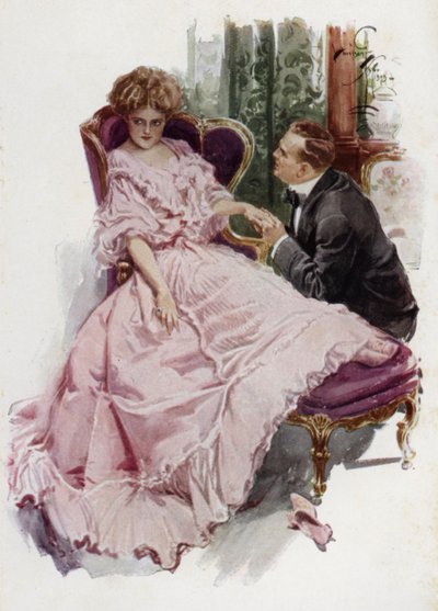 メアリー・ロバーツ・ライネハート著「When a Man Marries」のイラスト（カラーリトグラフ 作： Harrison Fisher