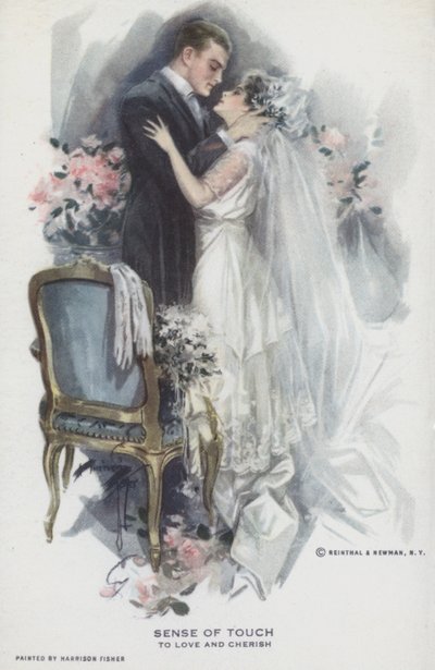 触覚-愛し、大切にする：新婚カップルのキス 作： Harrison Fisher