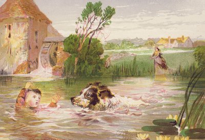 チャーリーの命を救う犬（カラーリトグラフ） 作： Harrison William Weir